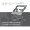 CLUB3D Support réglable en aluminium pour ordinateur portable avec hub USB-C®