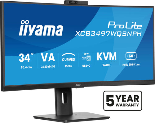iiyama ProLite XCB3497WQSNPH-B1 écran plat de PC 86,4 cm (34") 3440 x 1440 pixels UltraWide Quad HD LED Noir