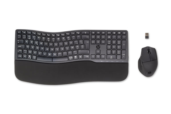 HP 680 Comfort Dual-Mode Keyboard and Mouse Combo clavier Souris incluse Maison RF sans fil + Bluetooth AZERTY Belge Noir