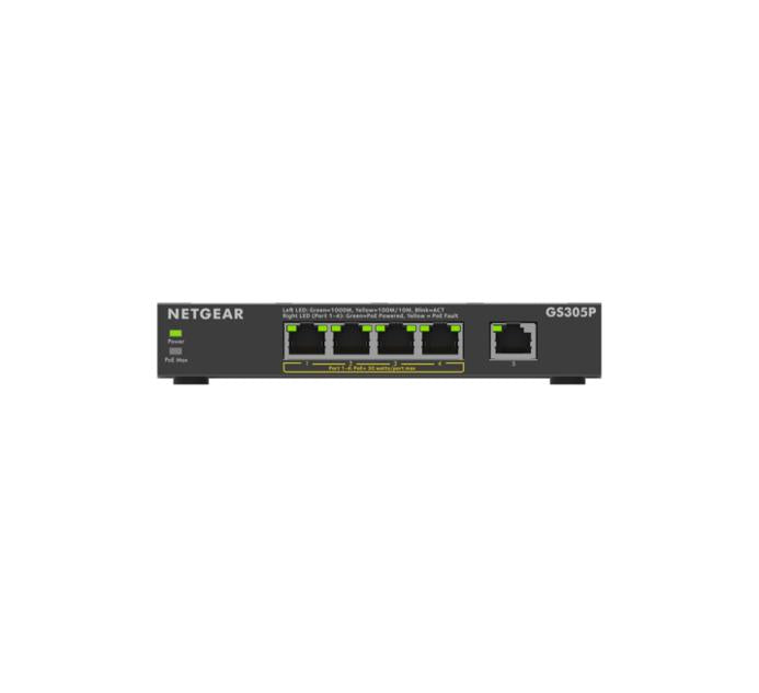 NETGEAR GS305Pv3 Non-géré Gigabit Ethernet (10/100/1000) Connexion Ethernet, supportant l'alimentation via ce port (PoE) Noir