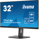 iiyama ProLite XUB3293UHSN-B5 80 cm (31,5") 3840 x 2160 pixels 4K Ultra HD LCD Zwart PC plat scherm