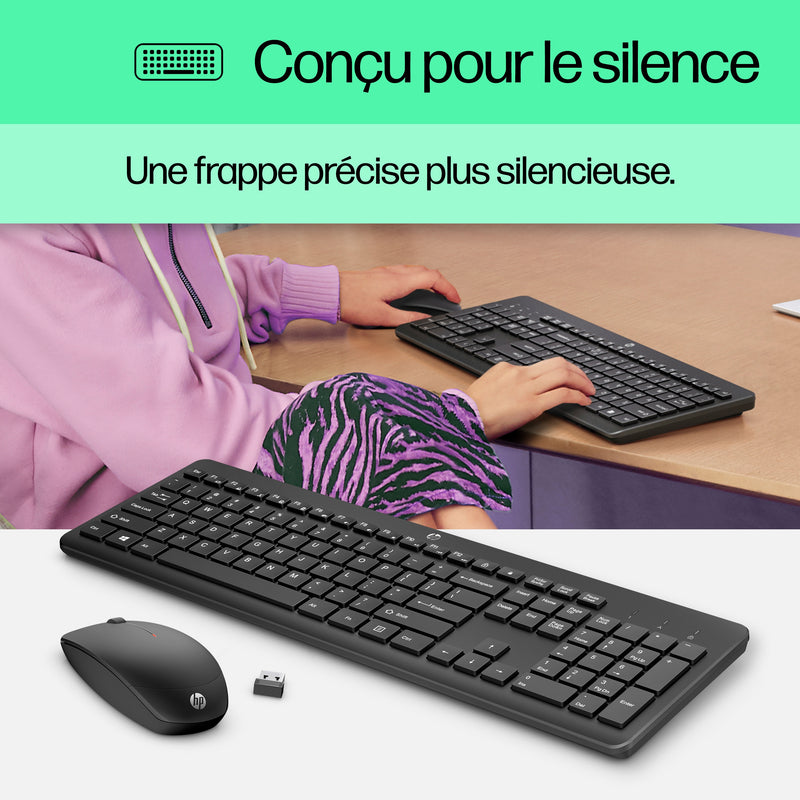 HP 230 Wireless Mouse and Keyboard Combo clavier Souris incluse RF sans fil AZERTY Belge Blanc