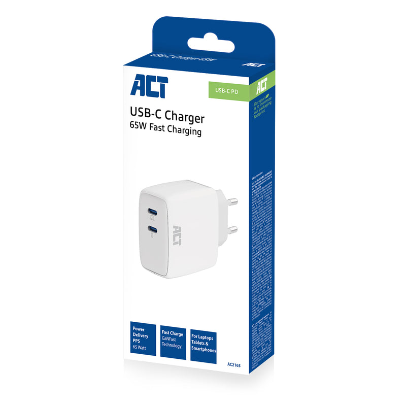 ACT AC2165 chargeur d'appareils mobiles Universel Blanc Secteur Charge rapide Auto
