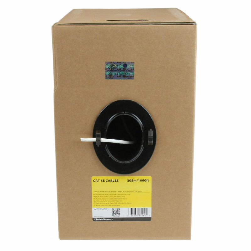 StarTech.com Câble Ethernet Cat 5e en Vrac - 304,8 m - Solide - Classé CMR - Blanc - Conforme TAA