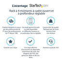 StarTech.com 25U 4-post mobiel serverrek, 19" 4-post netwerkrek met wielen, rollend rek met verstelbare diepte voor pc/AV/data/computer - wielen, stelvoeten of vloermontage