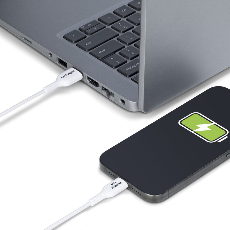 StarTech.com Câble de Charge USB-A vers USB-C de 3m, Charge et Synchronisation, 3A, USB 2.0, Gaine TPE - Cordon de Charge USB Blanc