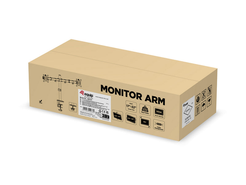Equip draaibare bureausteun voor twee 17-32 inch monitoren, zwart