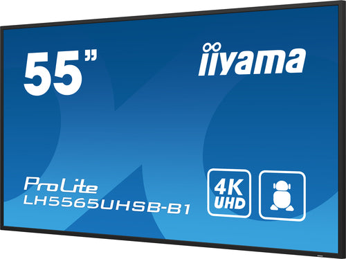 iiyama LH5565UHSB-B1 Kiosk-stijl 138,7 cm (54,6") LED-scherm, Wi-Fi, 800 cd/m², 4K Ultra HD, Zwart, Ingebouwde Android 11-processor, 24/7