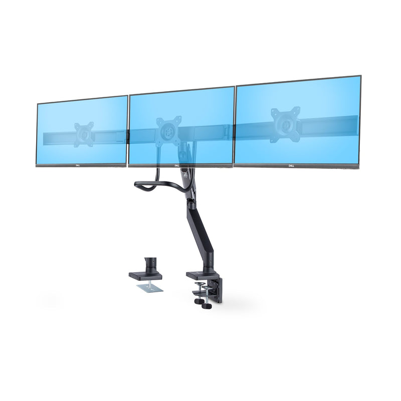 StarTech.com 3 x 27" Monitor Desk Mount, VESA 75x75/100x100, Tool-Free Adjustable Articulating Arm, C-Clamp/Cable Grommet, 27-inch Monitor Mount, Spring-Assisted Monitor Arm