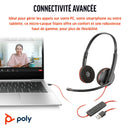 Poly Micro-casque Blackwire 3220 stéréo USB-C + adaptateur USB-C/A