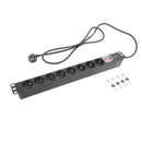 ACT Rallonge PDU 19" CEE7/7 avec 8 prises de type F et interrupteur marche/arrêt, 2.5m H05VV-F 3G1.5