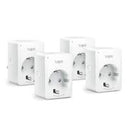 TP-Link Tapo P100 (4-pack) | Slimme Wi-Fi-stekker | 2300W | Spraakbesturing | Schema & Timer | Compact ontwerp | Wit