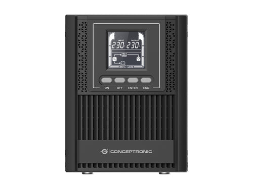 Conceptronic ZEUS52ES1K uninterruptible power supply, double-conversion (online), 1 kVA, 900 W, 3 AC outputs