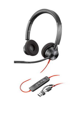 Poly Micro-casque Blackwire 3320 stéréo USB-C certifié Microsoft Teams + adaptateur USB-C/A