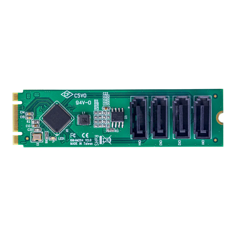 StarTech.com 4-poorts M.2 naar SATA-adapterkaart, M.2 PCIe 3.0 naar SATA HDD/SSD-uitbreidingskaart, ASM1064-chipset, M.2 NVMe naar 4x HDD/SSD voor Windows/macOS/Linux