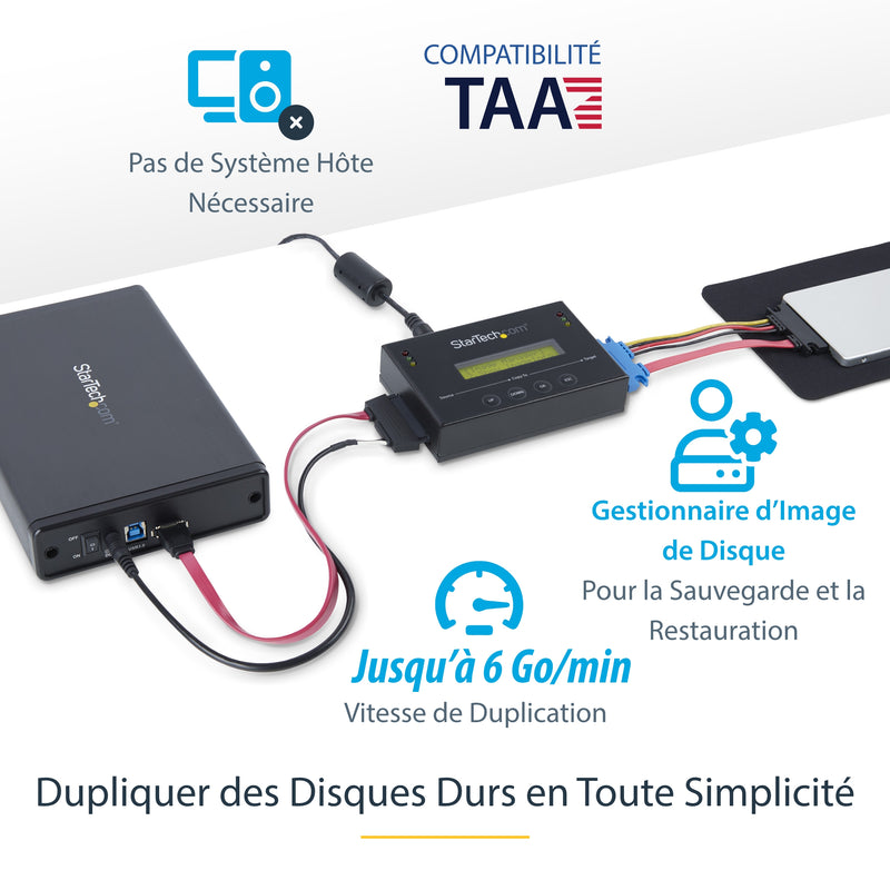 StarTech.com Duplicateur de Disque Dur Autonome 1:1 avec Gestionnaire d'Images pour la Sauvegarde et la Restauration, Stockage de Plusieurs Images de Disque sur un Disque SATA 2,5/3,5", Cloneur de HDD/SSD