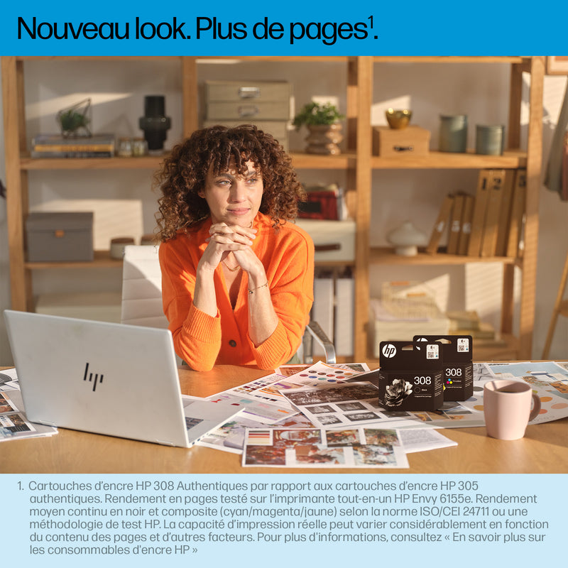 HP 308 Pack de 2 cartouches d’encre authentiques Noir/Trois couleurs