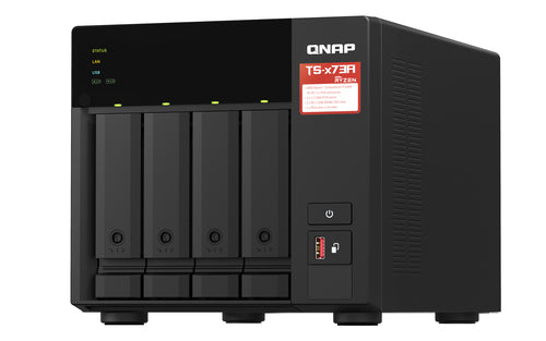 QNAP TS-473A NAS Tower Ryzen Embedded V1500B 8 Go DDR4 0 To QNAP Turbo System Noir