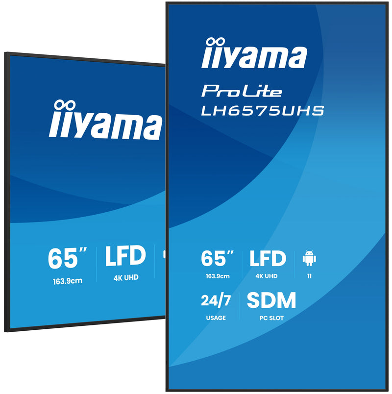iiyama LH6575UHS-B2AG Digital Signage Display, 64,5" (163,8 cm) LCD, 500 cd/m², 4K Ultra HD, zwart, ingebouwde Android 11, 24/7