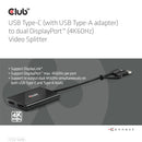 CLUB3D CSV-1478 répartiteur vidéo USB Type-C 2x DisplayPort