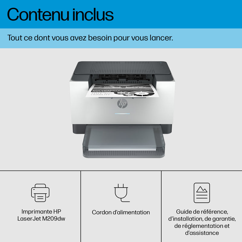 HP LaserJet M209dw Sans fil Noir et blanc Imprimante, Recto verso
