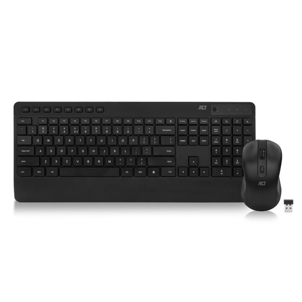 ACT Ensemble clavier et souris sans fil (Qwerty), clic silencieux, écologique, fabriqué à partir de matériaux recyclés