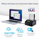 StarTech.com Effaceur de Disque Dur à Baie Unique, Nettoyeur de HDD/SSD Autonome, USB 3.0 à SATA II (3 Gbps), 9 Modes d'Effacement, Écran LCD, Dock de nettoyage de Disque Dur Secure Erase, Conforme TAA