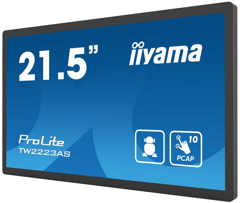 iiyama TW2223AS-B2 Dynamisch beeldscherm, 21,5" (54,6 cm) interactief plat paneel, wifi, 400 cd/m², Full HD, zwart, touchscreen, geïntegreerde processor, Android 12, 24/7