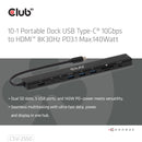 CLUB3D CSV-2550 station d'accueil Avec fil USB Type-C Noir