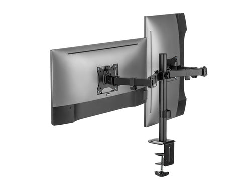 Equip draaibare bureausteun voor twee 17-32 inch monitoren, zwart