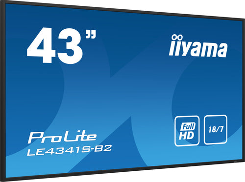 iiyama PROLITE LE4341S-B2 108 cm (42,5") LCD Digital Signage Flat Panel Display, 350 cd/m², Full HD, Zwart, 18:7