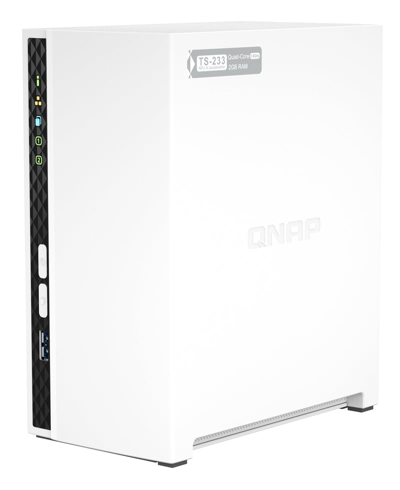 QNAP TS-233 serveur de stockage NAS Tower ARM Cortex-A55 2 Go 0 To QNAP QTS Blanc