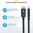 StarTech.com Câble Thunderbolt 5 de 80cm, 80Gbps/Jusqu'à 120Gbps, 240W PD, 8K 60Hz, Câble Thunderbolt Certifié, Compatible avec Thunderbolt 4/USB4/USB-C