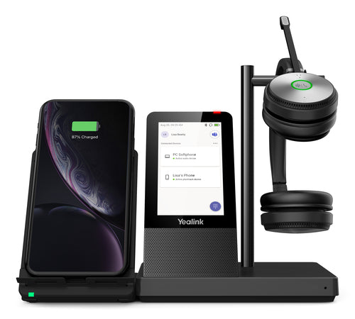 Yealink WH66 Dual Teams Systèmes de conférences audio personnelle Sans fil Arceau Bureau/Centre d'appels USB Type-A Bluetooth Socle de chargement Noir