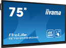iiyama TE7512MIS-B3AG Kiosk-stijl 190,5 cm (75") LCD Digital Signage Display, Wi-Fi, 400 cd/m², 4K Ultra HD, Zwart, Touchscreen, Geïntegreerde processor, Android 11, 24/7