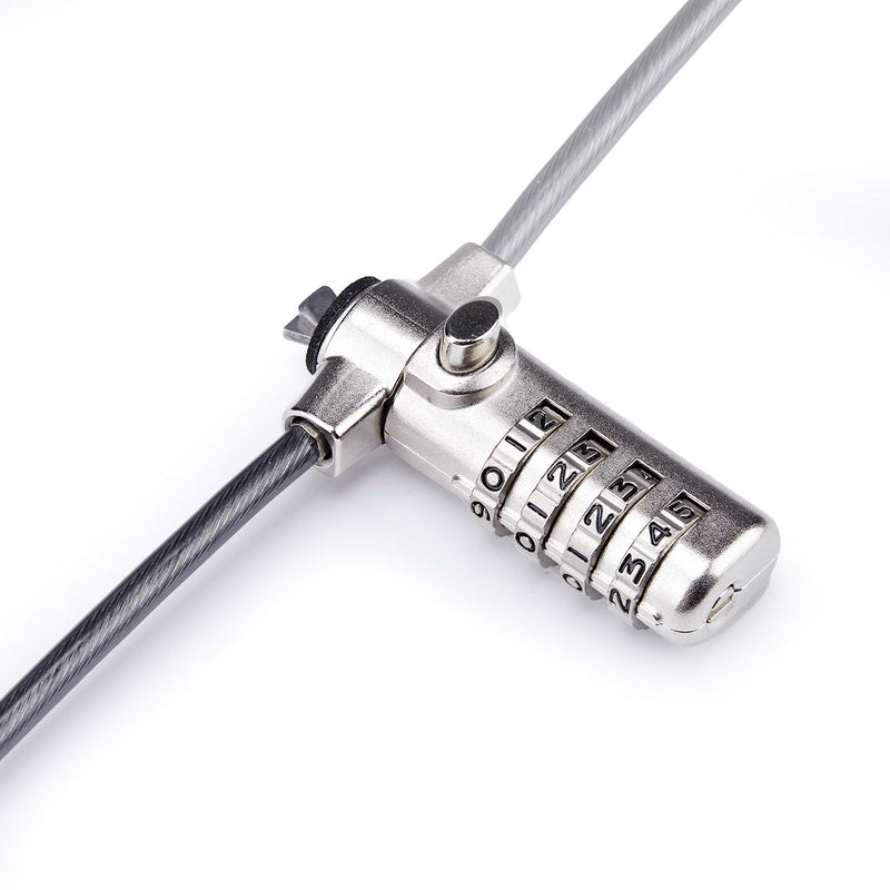 StarTech.com Antivol pour Ordinateur Portable Compatible Slot Noble Wedge ®, Câble de Verrouillage de 1,5m, Sécurité Antivol pour PC Portable, Câble en Acier Résistant aux Coupures, Combo Lock