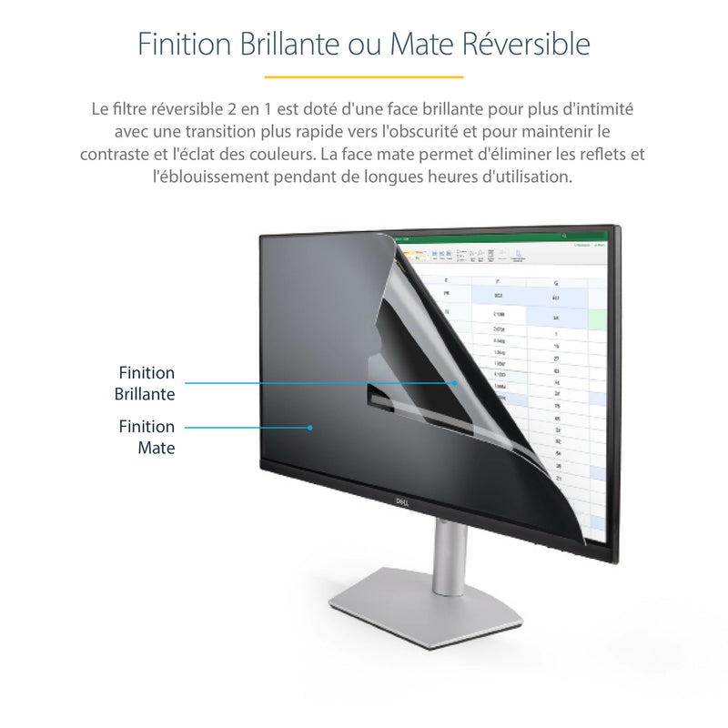 StarTech.com Filtre de Confidentialité pour Ordinateur Portable 23,6 pouces 16:9 - Écran de Confidentialité Antireflet avec Réduction de Lumière Bleue de 51% Protecteur d'Écran PC avec Angle de Vision de +/- 30°