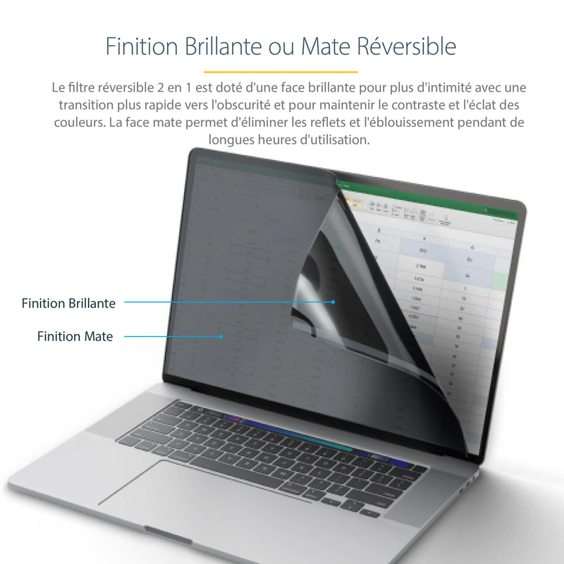 StarTech.com Écran de Confidentialité pour Ordinateur Portable MacBook Pro 21/23 14 pouces - Filtre Anti Reflets avec 51% de Réduction de Lumière Bleue, Protection d'Écran PC avec Angle de Vision de +/- 30 Degrés