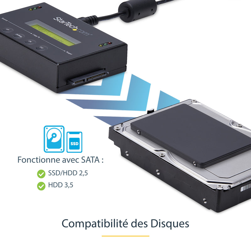 StarTech.com Duplicateur de Disque Dur Autonome 1:1 avec Gestionnaire d'Images pour la Sauvegarde et la Restauration, Stockage de Plusieurs Images de Disque sur un Disque SATA 2,5/3,5", Cloneur de HDD/SSD