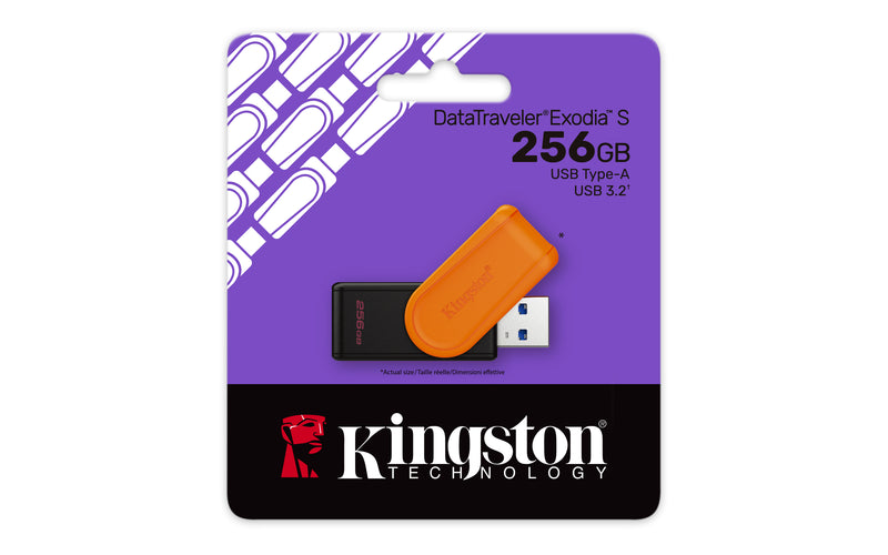 Kingston Technology DataTraveler 256GB Portable USB 3.2 Gen 1 Exodia S (Noir/Orange)