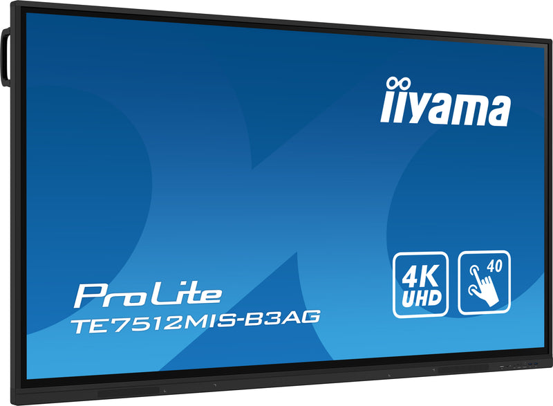 iiyama TE7512MIS-B3AG Kiosk-stijl 190,5 cm (75") LCD Digital Signage Display, Wi-Fi, 400 cd/m², 4K Ultra HD, Zwart, Touchscreen, Geïntegreerde processor, Android 11, 24/7