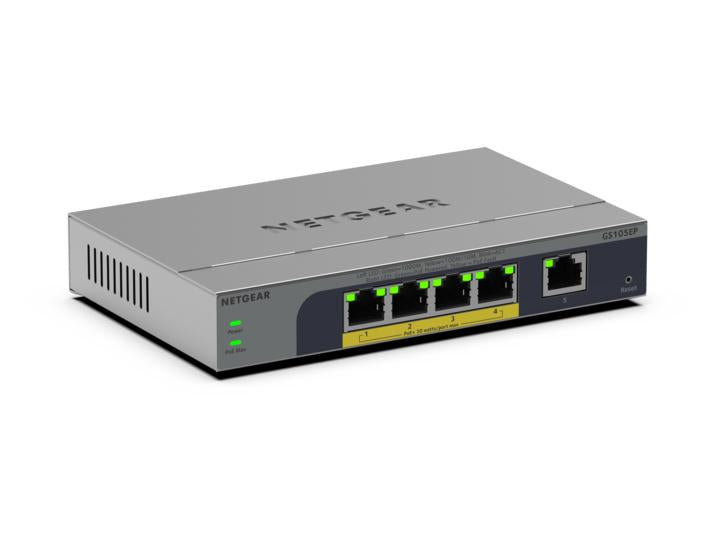 NETGEAR GS105EP Non-géré Gigabit Ethernet (10/100/1000) Connexion Ethernet, supportant l'alimentation via ce port (PoE) Gris