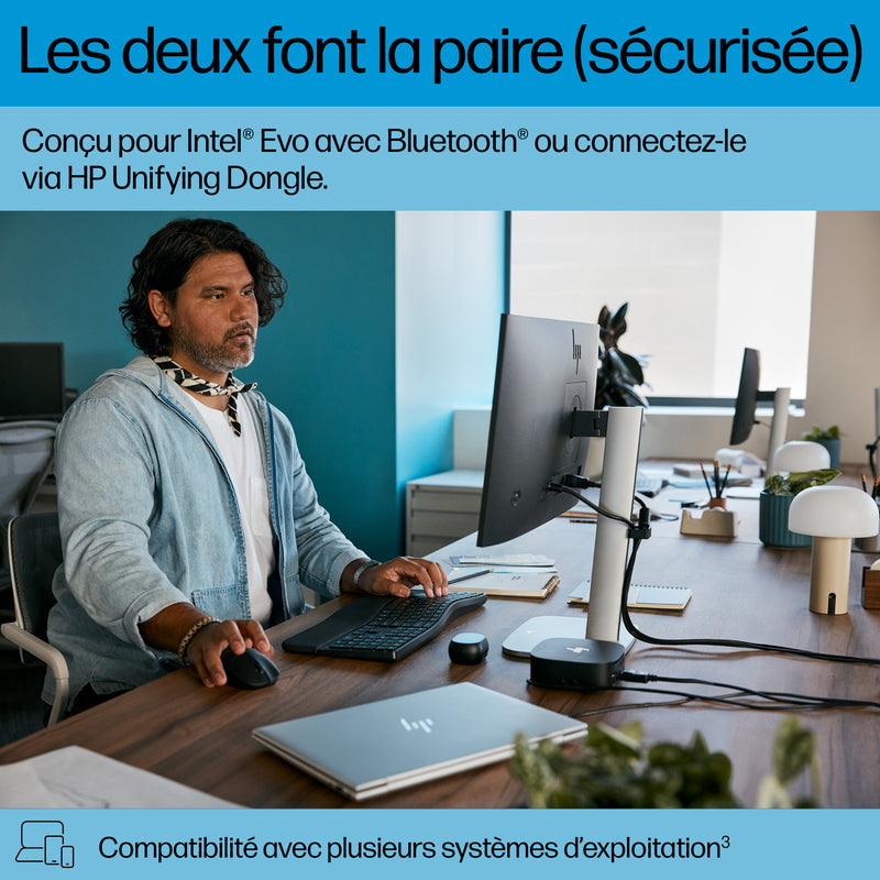 HP 685 CFT DUAL-MODE KB/MSE COMBO clavier Souris incluse Bureau RF sans fil + Bluetooth Noir