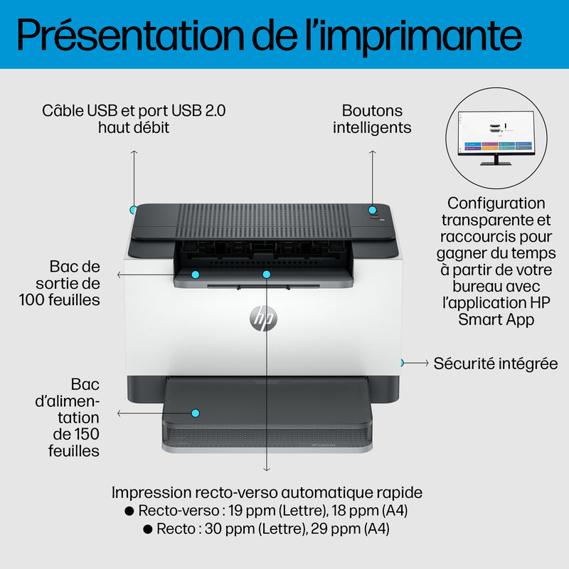 HP LaserJet M209d Noir et blanc Imprimante, Recto verso