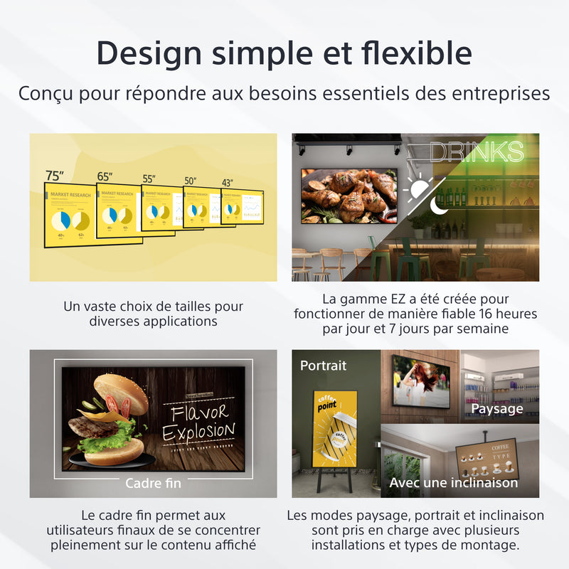 Sony FW-50EZ20L Écran d'affichage dynamique Écran plat de signalisation numérique 127 cm (50") LED Wifi 350 cd/m² 4K Ultra HD Noir Android 16/7