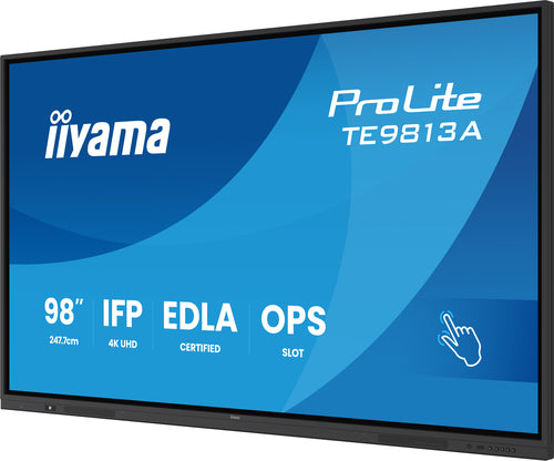 iiyama TE9813A-B1AG Écran d'affichage dynamique Écran plat interactif 2,48 m (97.5") Wifi 450 cd/m² 4K Ultra HD Noir Écran tactile Intégré dans le processeur Android 18/7