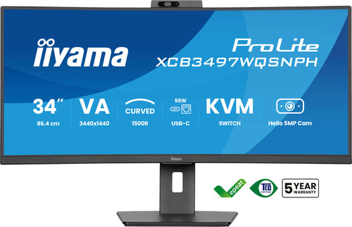 iiyama ProLite XCB3497WQSNPH-B1 écran plat de PC 86,4 cm (34") 3440 x 1440 pixels UltraWide Quad HD LED Noir