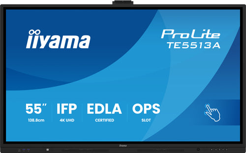 iiyama TE5513A-B1AG Dynamisch display Interactief flatpanel 138,7 cm (54,6") Wifi 450 cd/m² 4K Ultra HD Zwart Touchscreen Geïntegreerd Processor Android 18/7