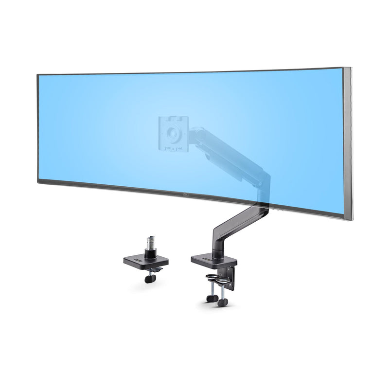 StarTech.com Support de Bureau pour Écrans Incurvés Jusqu'à 49 Pouces 32:9 Ultrawide, Bras à Ressort Mécanique pour Moniteur, Pince en C/Oeillet, Réglage Sans Outil, Max 20kg