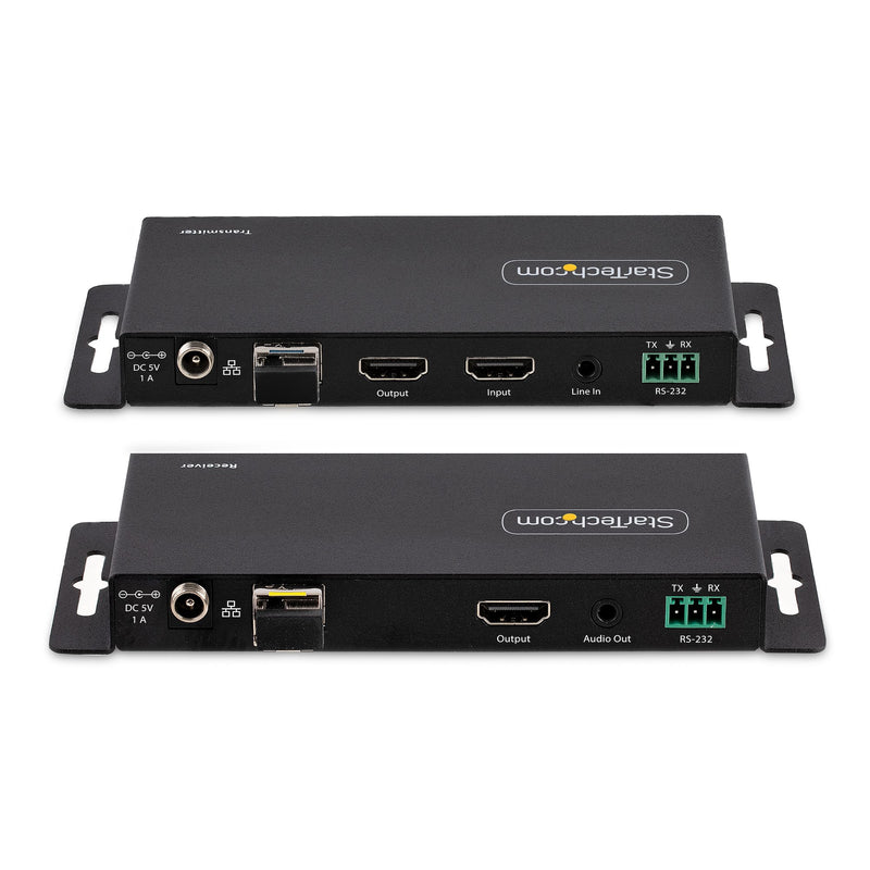 StarTech.com Kit Extender HDMI Fibre Optique - 4K60Hz jusqu'à 1km (Monomode) ou 300m (Multimode) Fibre optique LC, HDR, HDCP, Audio 3.5mm/RS232/Extender IR - Prolongateur/Extension HDMI - Kit Émetteur et Récepteur